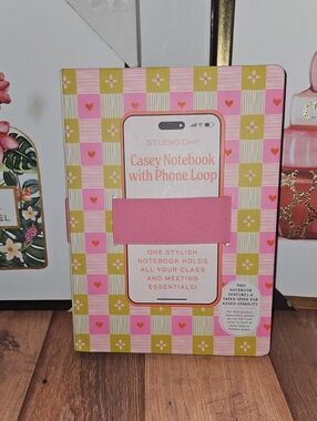 Studio Casey Notebook with Phone Loop - Pink, Yellow, White